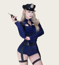 Elegant Officer-style Fitted Police Costume (with Stockings)