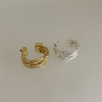 Vintage European and American Style Metal Woven Minimalist Open Ring