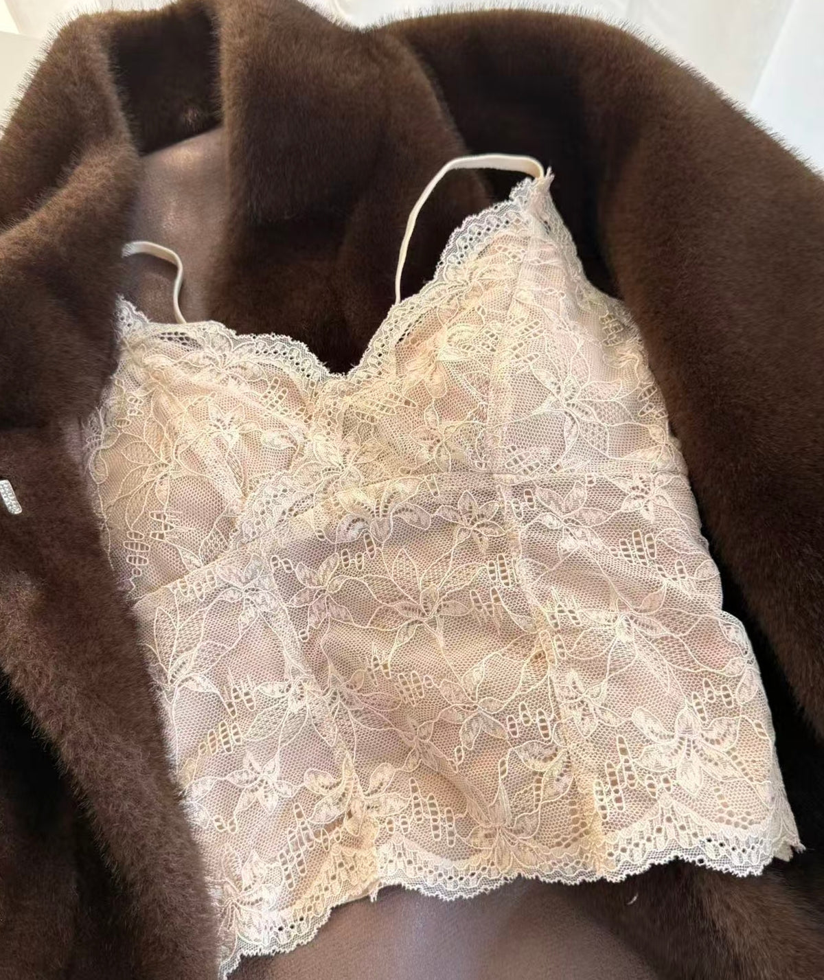 French Lace V-Neck Brushed Camisole