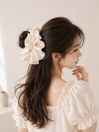 Korean-Inspired Oversized Pearl Satin Scrunchie