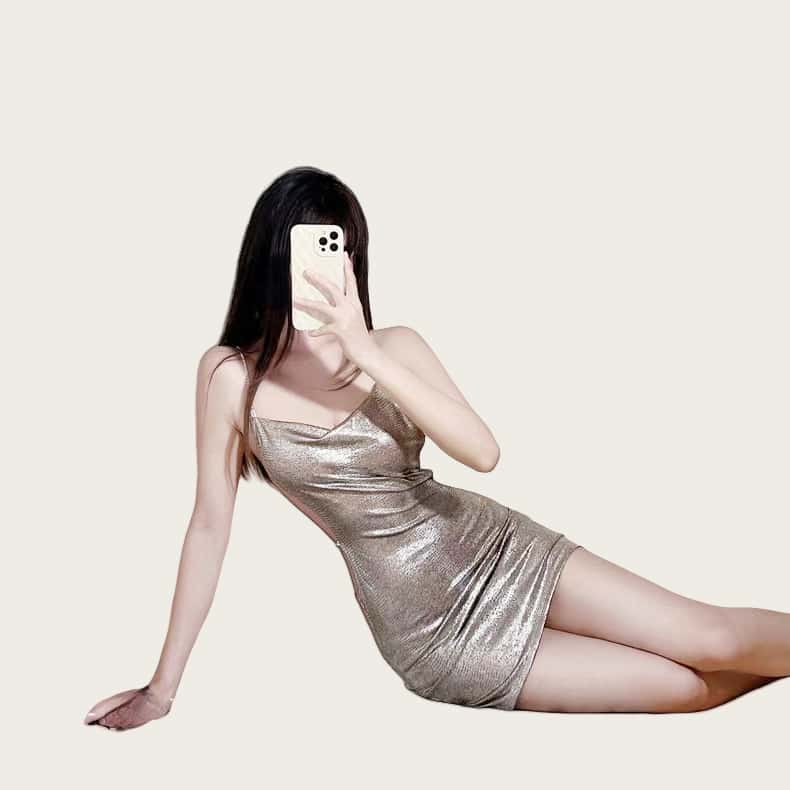 Silver Chain Backless Dress