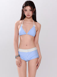 Korean-style Fresh Gingham Bikini Set