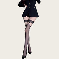 Lace Garter Belt with Black Stockings