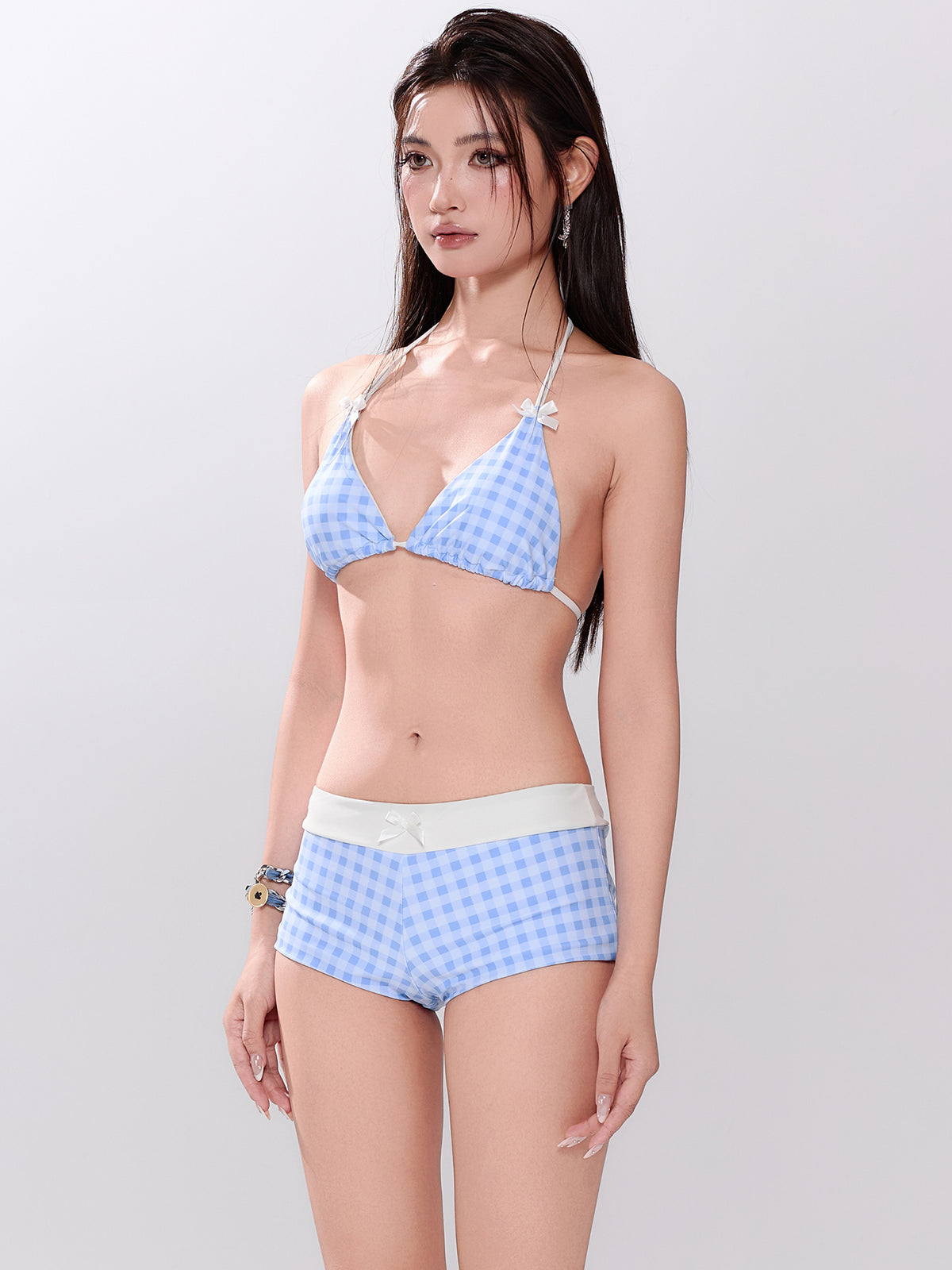 Korean-style Fresh Gingham Bikini Set