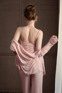 Modal Camisole Set with Sexy Built-in Bra Pads, Three-piece Home Wear Set