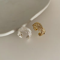 Vintage European and American Style Metal Woven Minimalist Open Ring