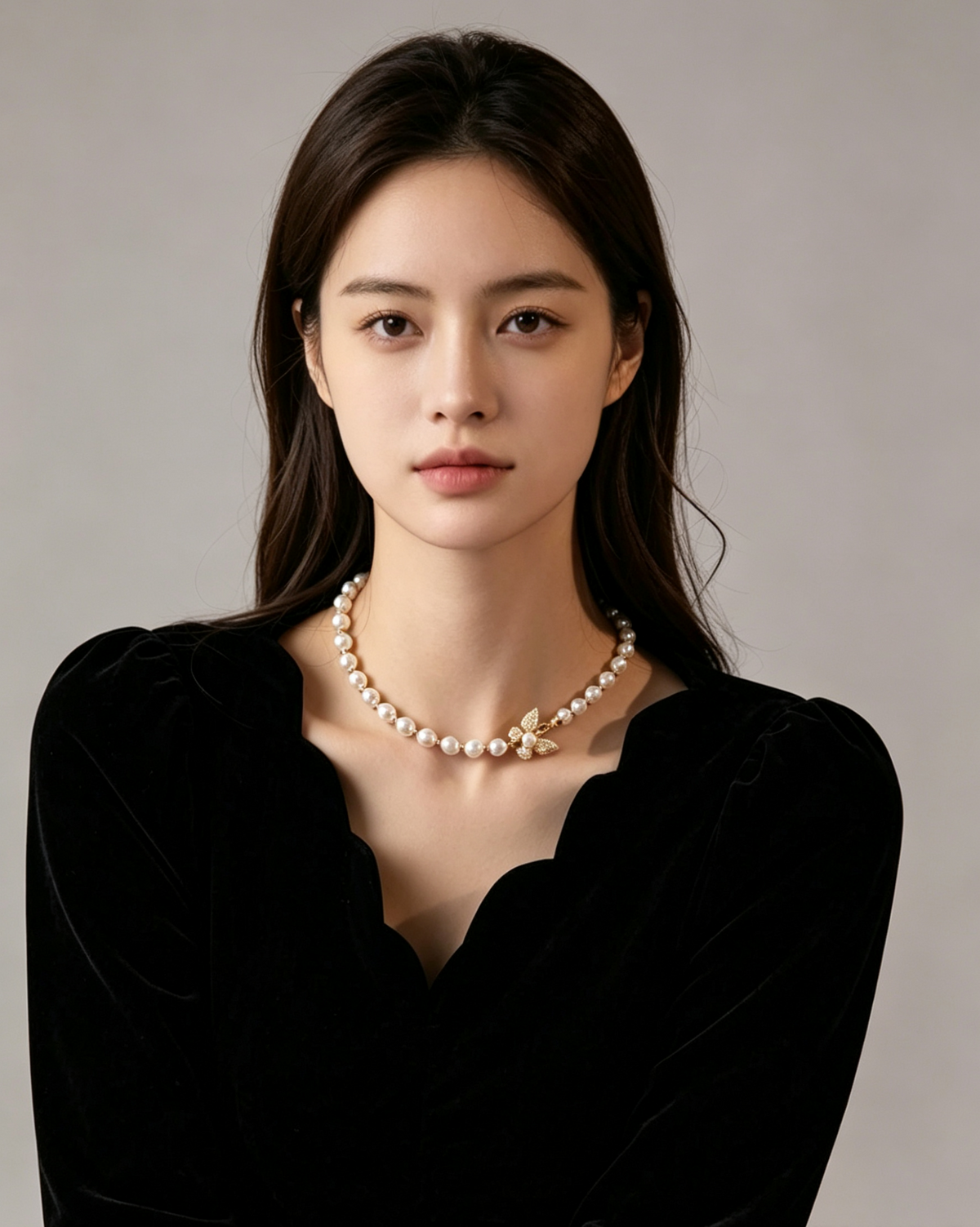 Korean-Inspired Luxury Butterfly Pearl Necklace