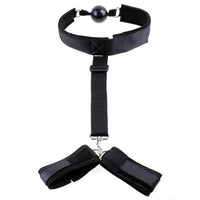 Bondage-style Reverse Handcuffs with Ball Gag