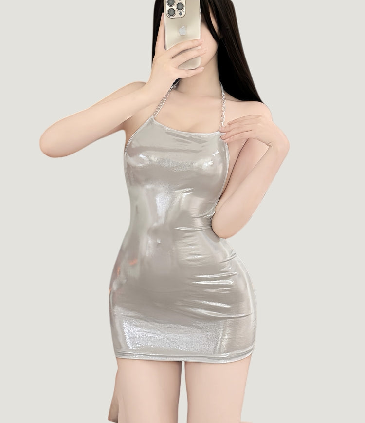 Halter chain bodycon lingerie dress