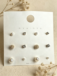 6 Pairs Korean Style 925 Silver Needle Stud Earrings Set