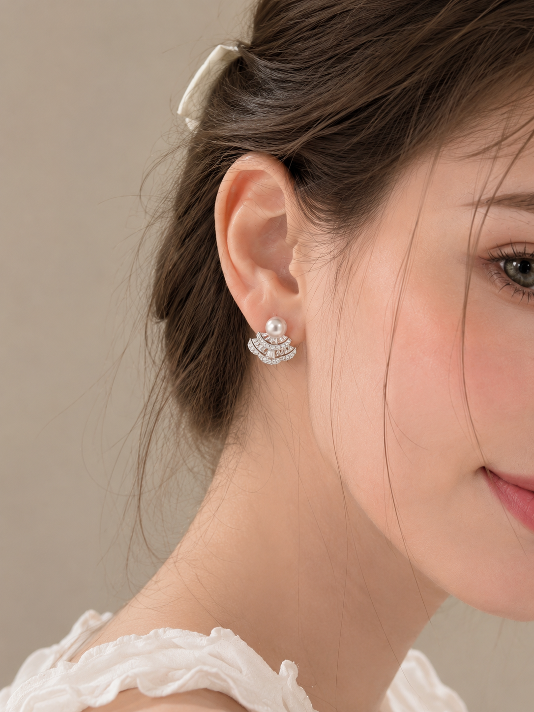 Vintage Pearl Fan Earrings