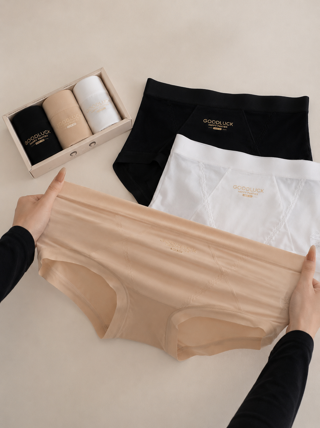 French Luxe Satin Silk Mid-Waist Briefs (3-Pack)