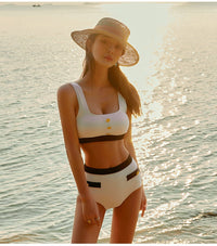Chanel-Style Bikini Separated Long Sleeve Three-Piece Set