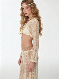 Crochet Hollow-Out Bikini 4-Piece Set