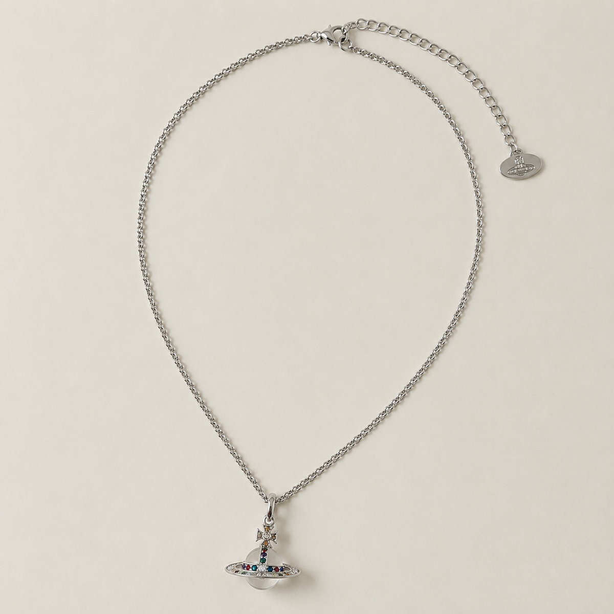 Crystal Saturn Pendant Necklace