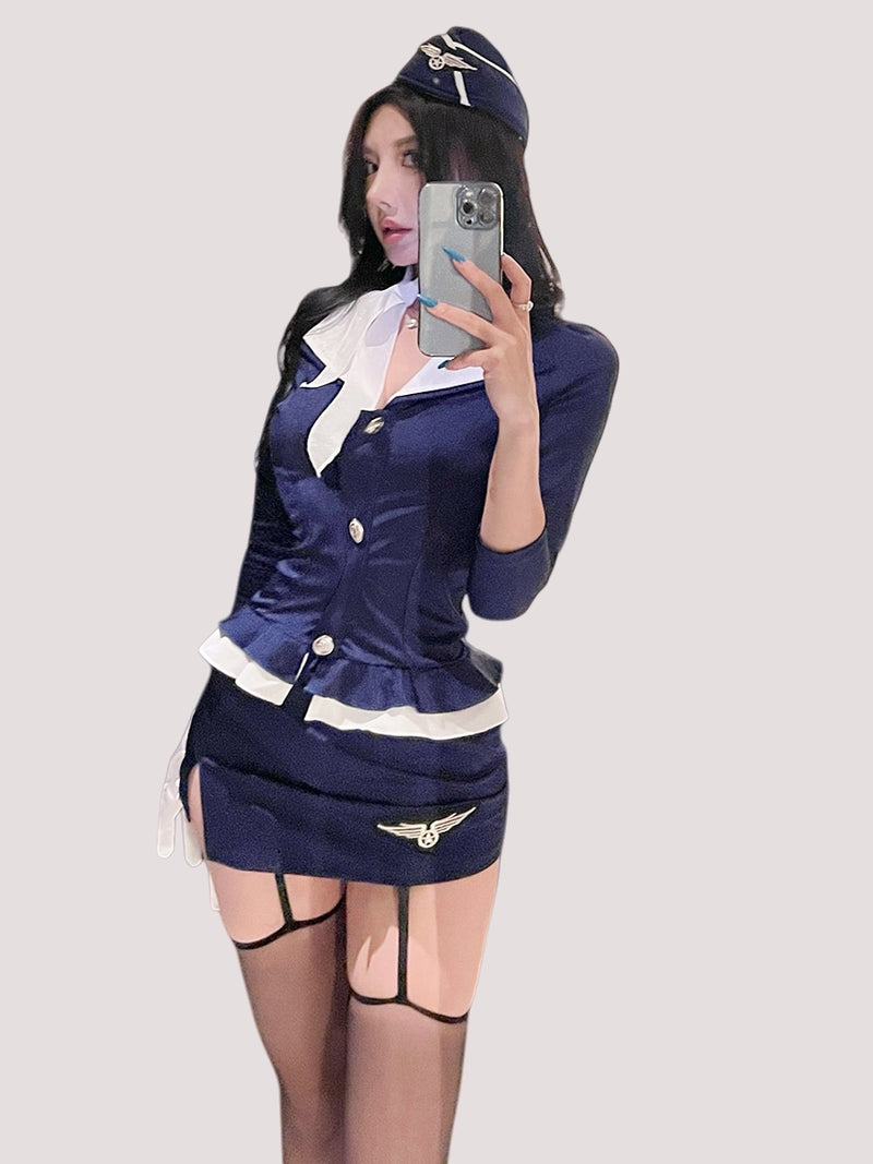 Two-Tone Collar Flight Attendant Set