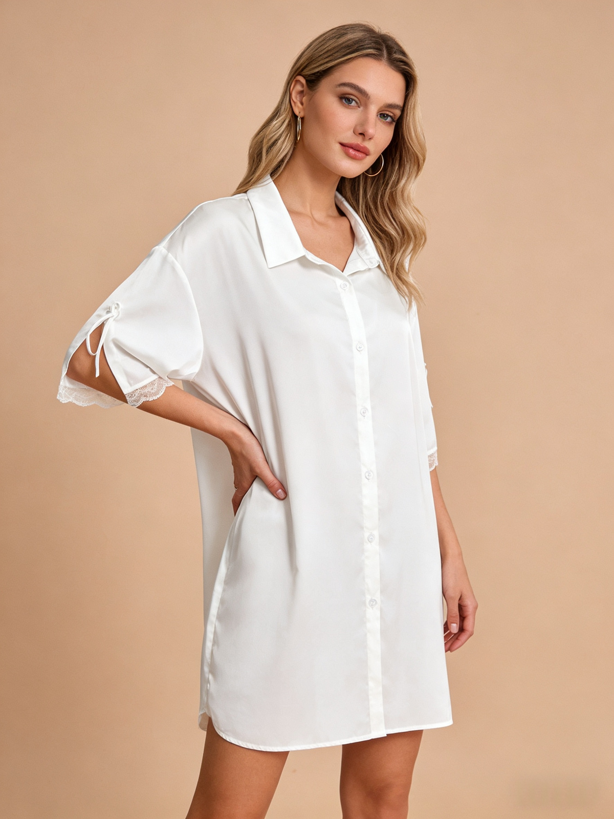 Ultra-Soft Faux Silk Shirt Nightdress
