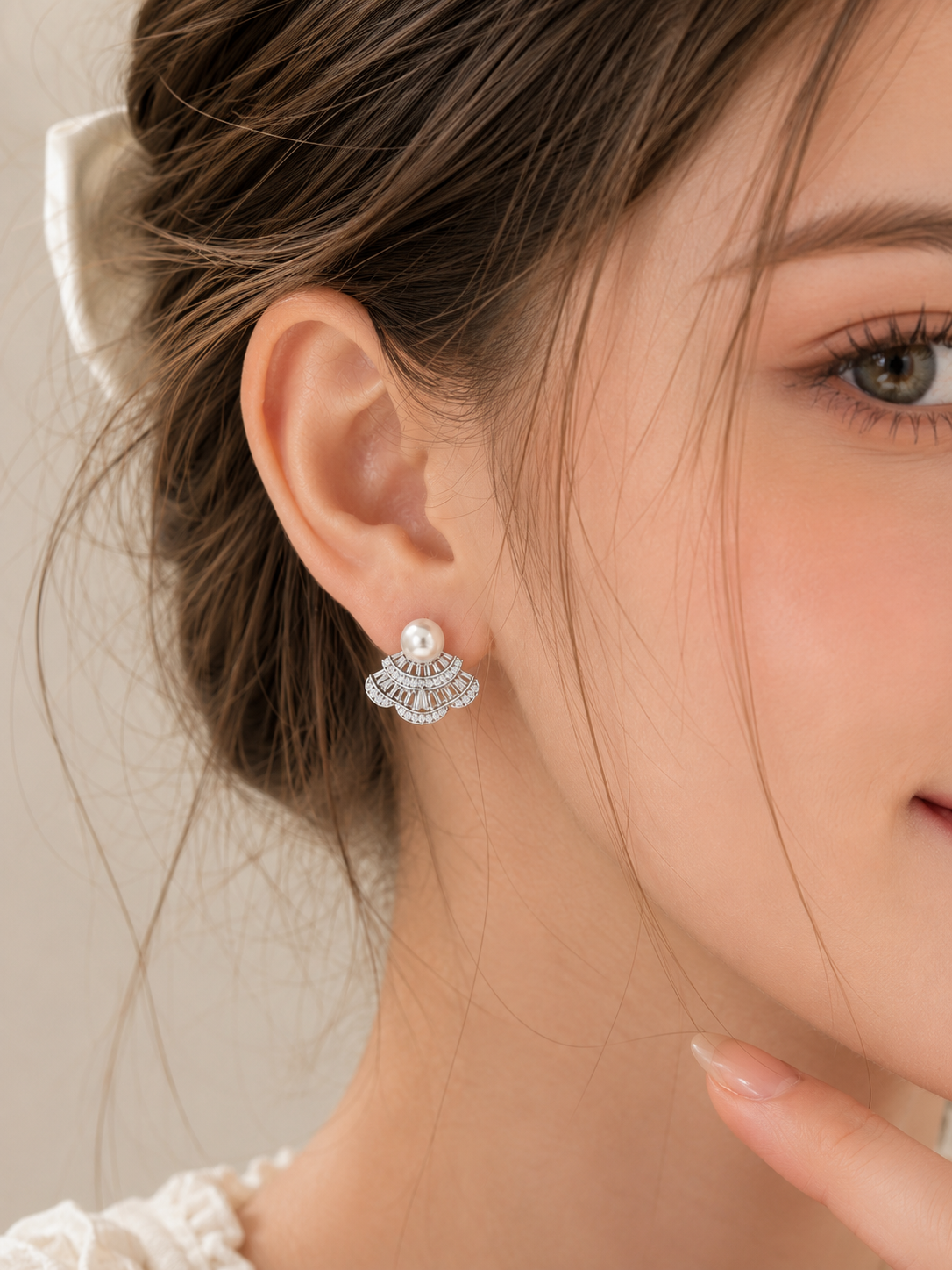 Vintage Pearl Fan Earrings