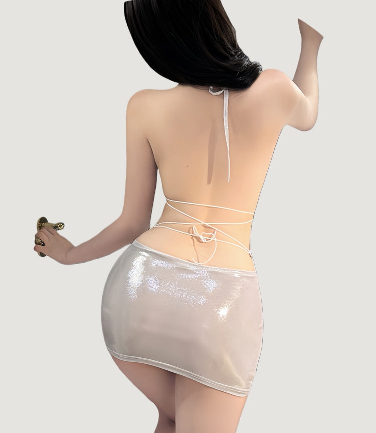 Halter chain bodycon lingerie dress