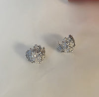 Korean Hollow Exquisite Rhinestone 925 Silver Stud Earrings