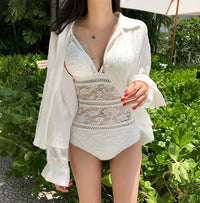 Korean-style Sexy Backless Push-up Lace One-piece Swimsuit