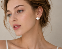 Brushed Petal Pearl Stud Earrings