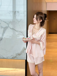 French silk loungewear with a sweet, feminine touch