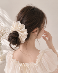 Korean-Inspired Oversized Pearl Satin Scrunchie