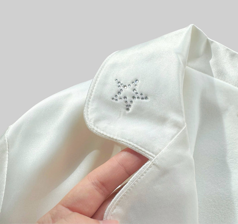 Luxury Satin Silver Fox Fleece Loungewear Set
