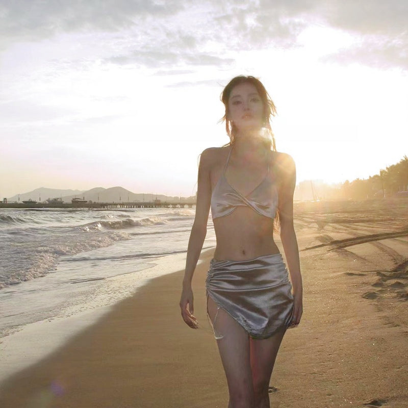 Luxury Rhinestone 4-Piece Swimsuit Set