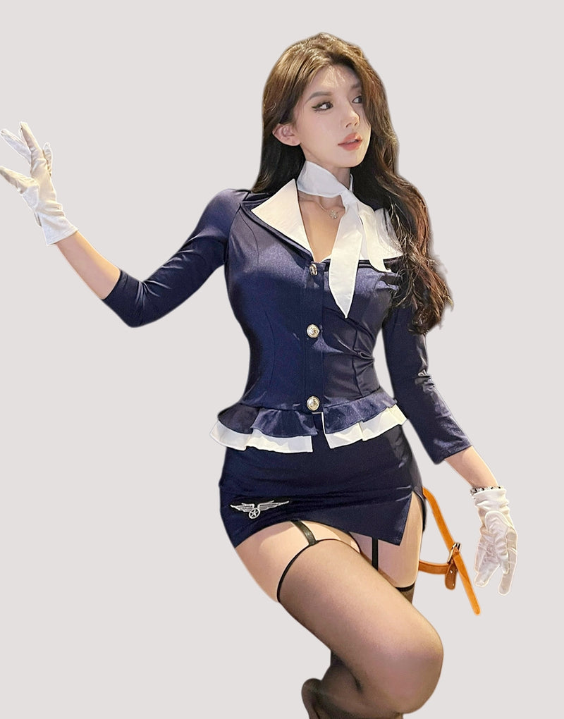 Two-Tone Collar Flight Attendant Set