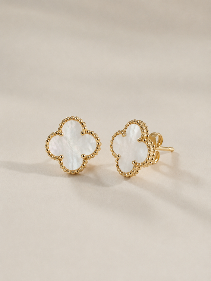 Mother-of-Pearl Clover Stud Earrings
