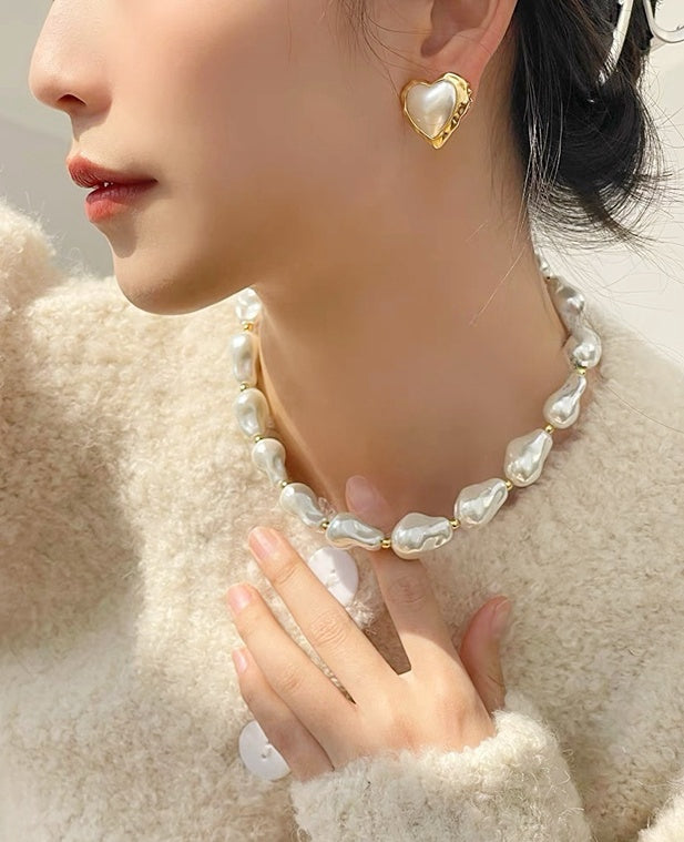 Vintage Rare Glowing Baroque Pearl Collar Necklace