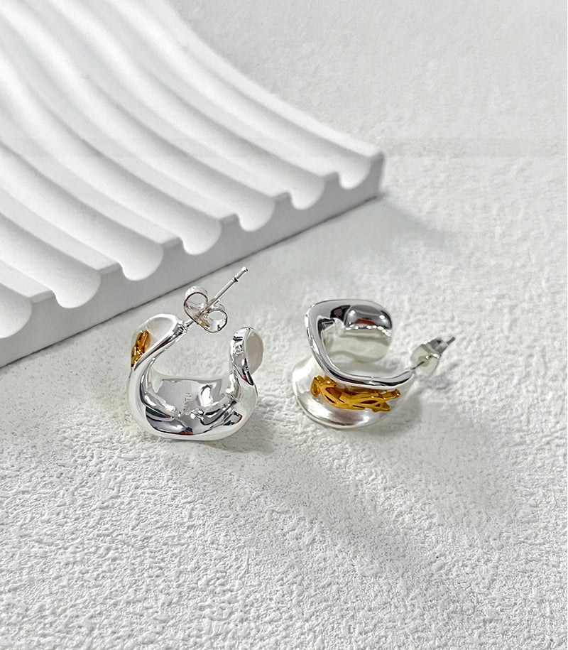 Irregular Letter 925 Silver Stud Earrings