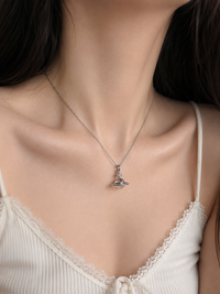 Crystal Saturn Pendant Necklace