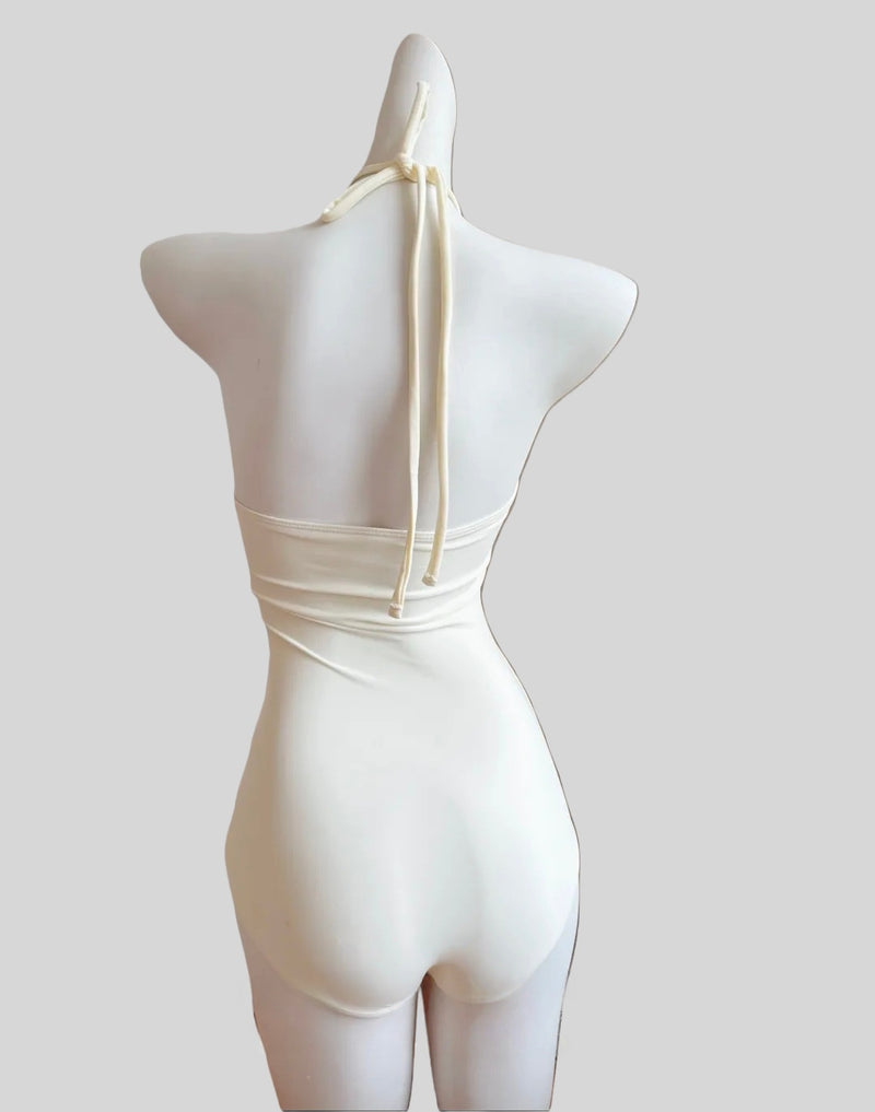 Strapless Halter One-Piece Swimsuit + Wide-Leg Pants Set