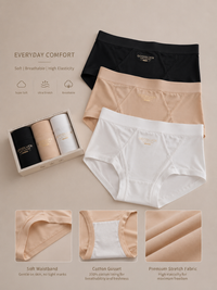 French Luxe Satin Silk Mid-Waist Briefs (3-Pack)