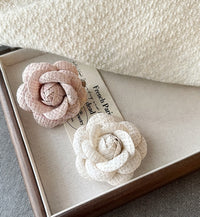 Chanel-Inspired Camellia Brooch &amp; Hair Clip Set (Pink + White)