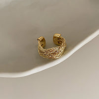 Vintage European and American Style Metal Woven Minimalist Open Ring