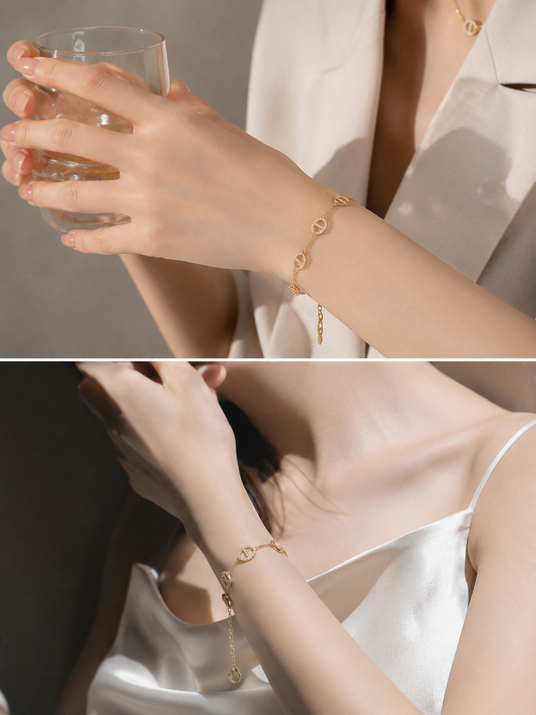 Rhinestone Pig Nose Bracelet