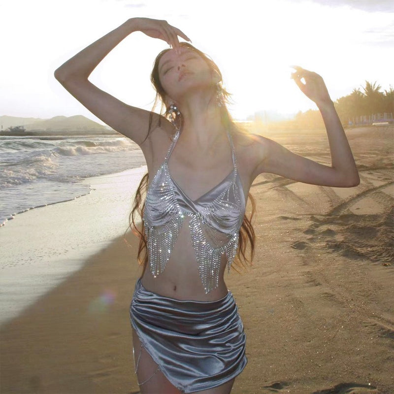 Luxury Rhinestone 4-Piece Swimsuit Set