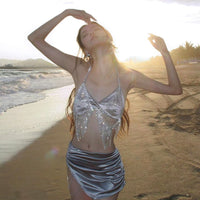Luxury Rhinestone 4-Piece Swimsuit Set