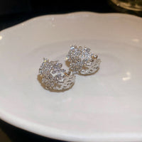 Korean Hollow Exquisite Rhinestone 925 Silver Stud Earrings