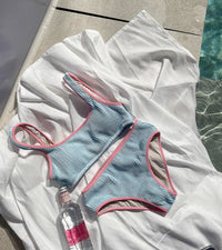 Korean Baby Blue Contrast Bikini Set