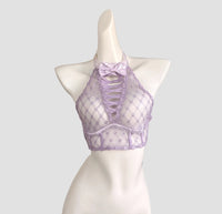 Pure Allure Halter Sheer Lace Lingerie (Panties Not Included)