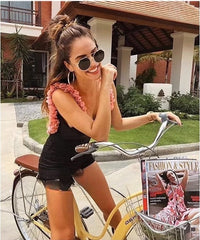 U-Back Floral Decor One-Piece Swimsuit