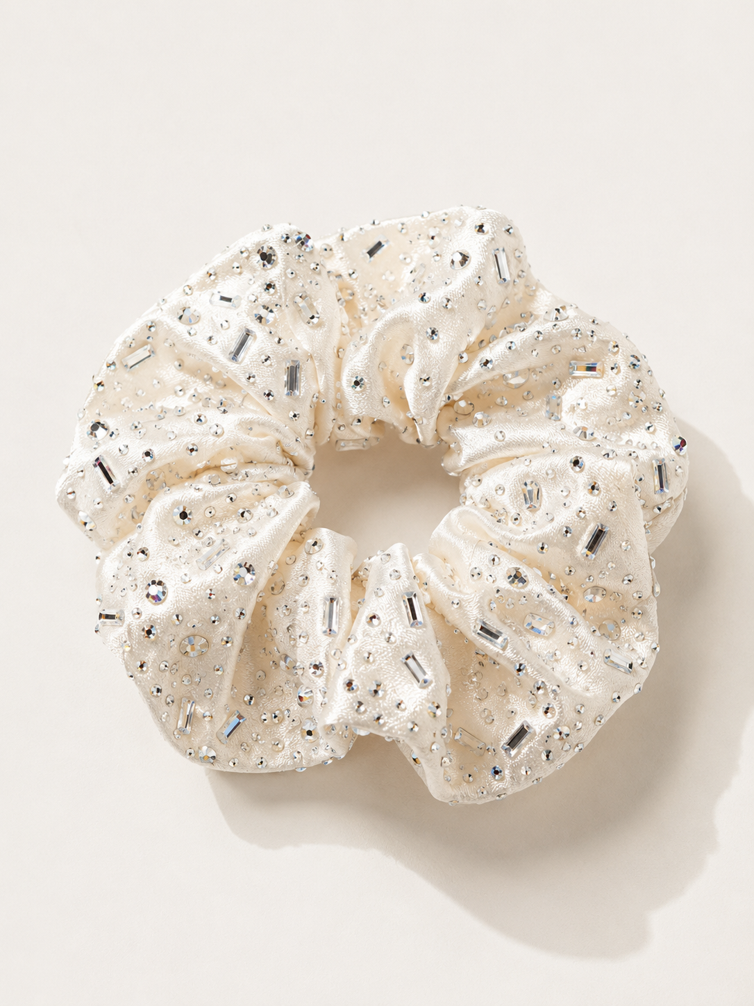 Luxury Korean-Inspired Silk Satin Rhinestone Scrunchie