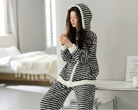 Upgraded Black &amp; White Striped Flannel Loungewear Set