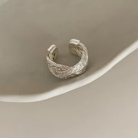 Vintage European and American Style Metal Woven Minimalist Open Ring