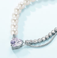 Double-Layered Pearl and Rhinestone Necklace